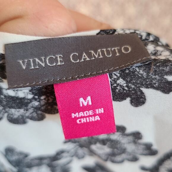 vince camuto white black paisley floral cold shoulder sheer blouse Size medium - Picture 4 of 9